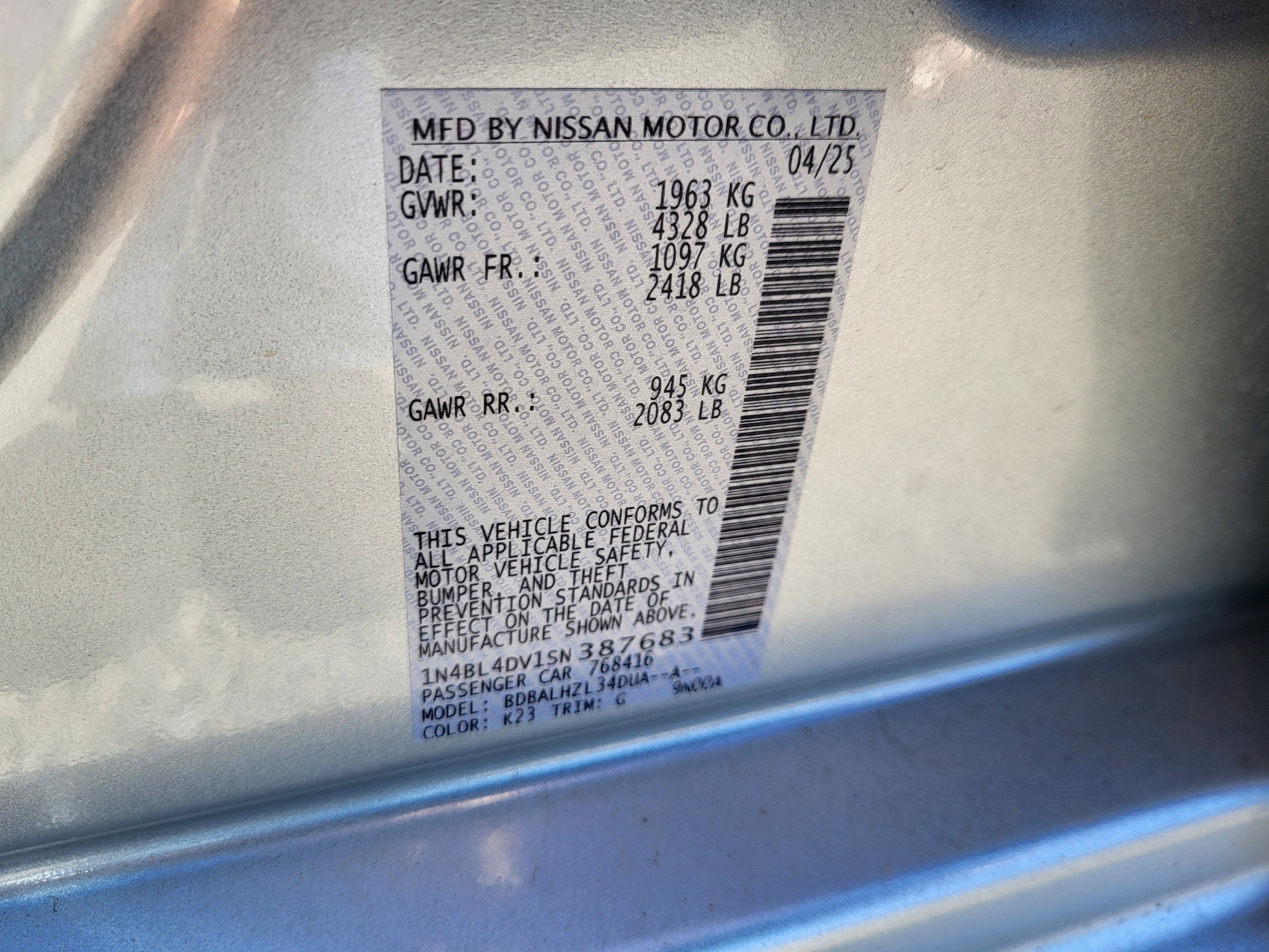 2025 Nissan Altima SV